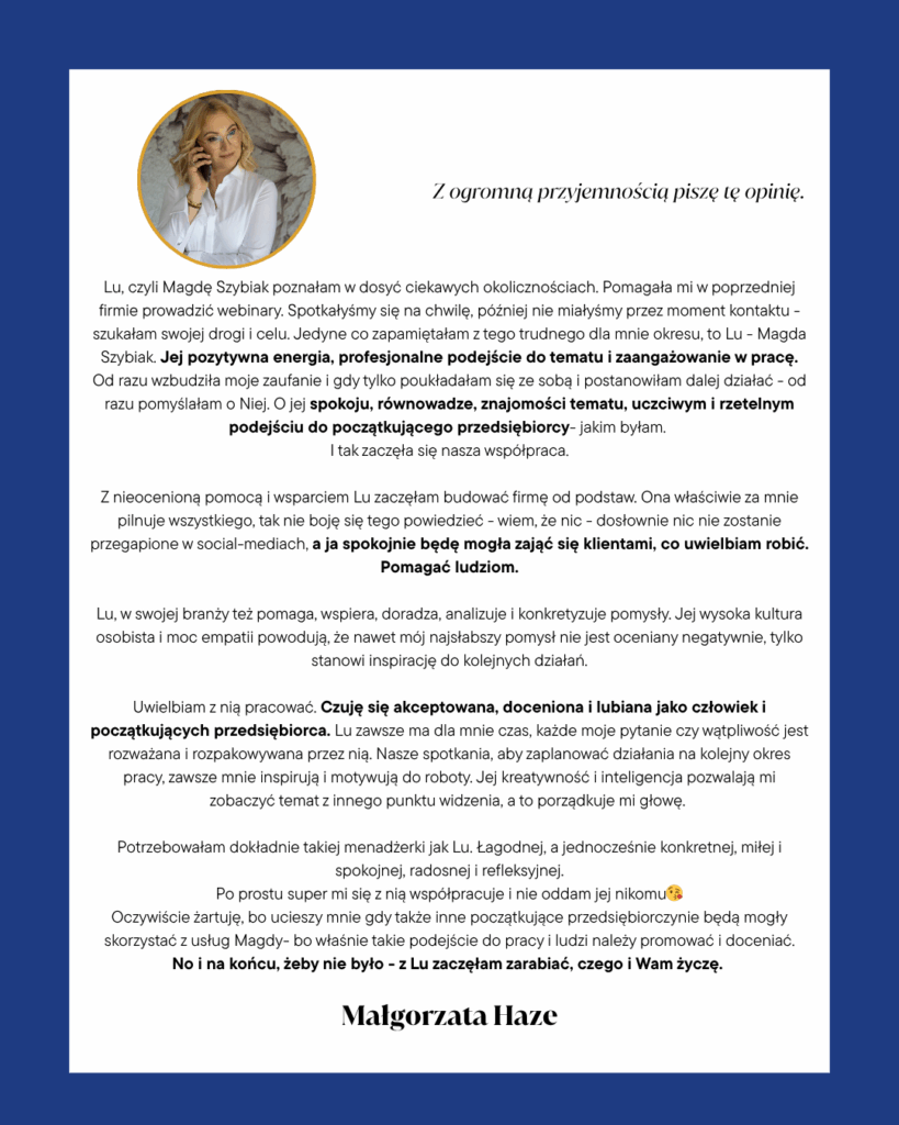 Opinia Małgorzata Haze